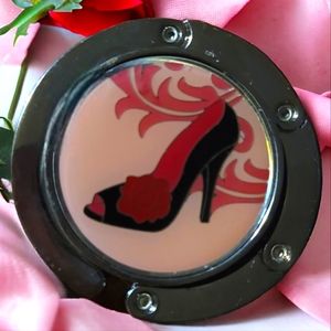 Vtg Sophisticate Hang 'em High Purse Hanger Heels Rose Pink Red Silver